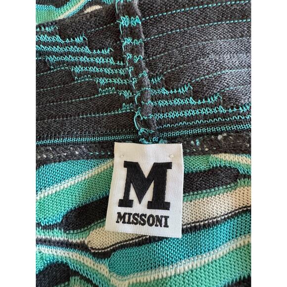 M Missoni Cocoon Open Cardigan Wool Blend Blue Black White SZ IT 44/8 NWOT - Picture 6 of 6